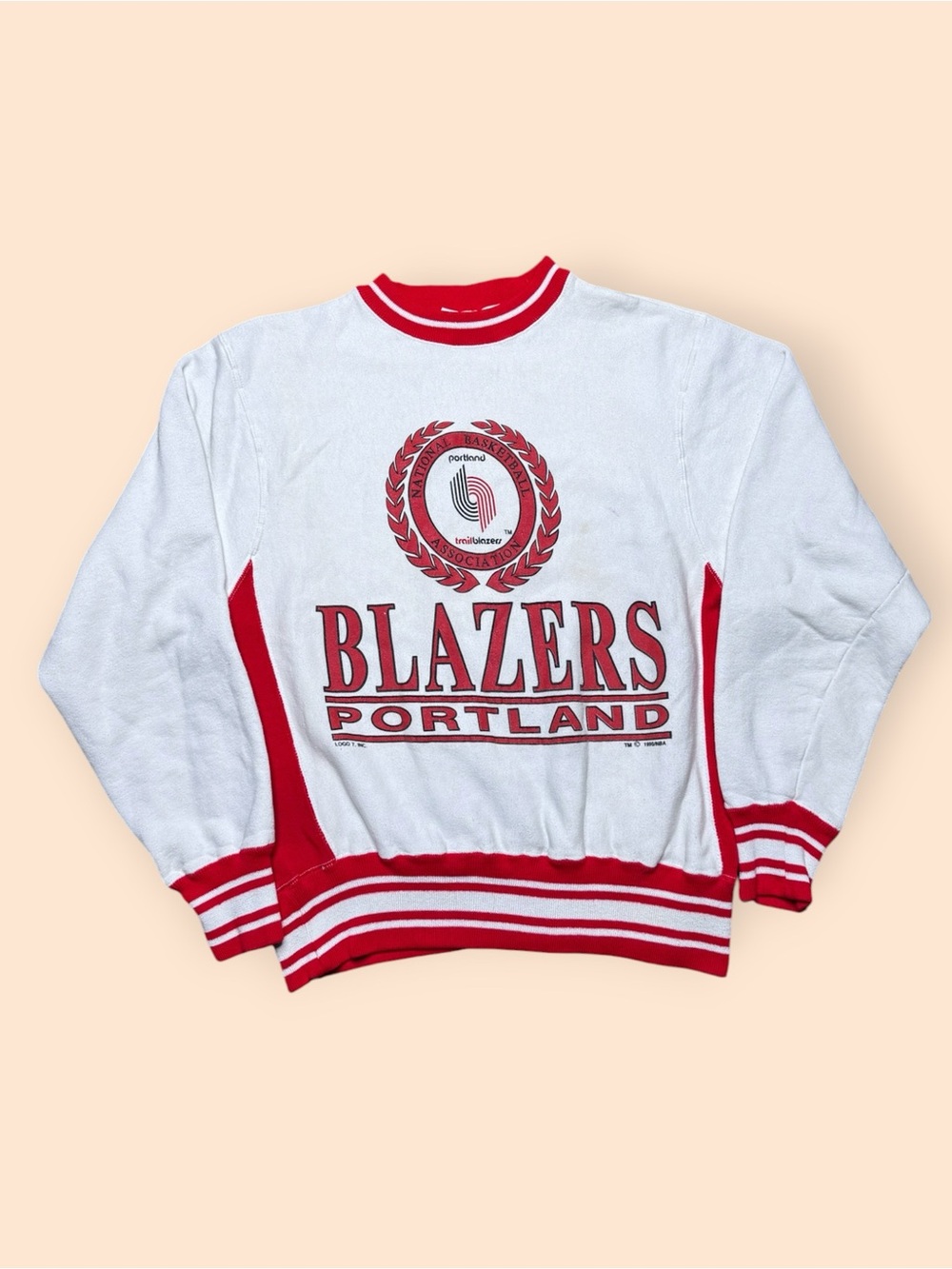 Vintage 1990s Portland Trailblazers Crewneck Sweatshirt Logo 7 Medium Vtg 90s